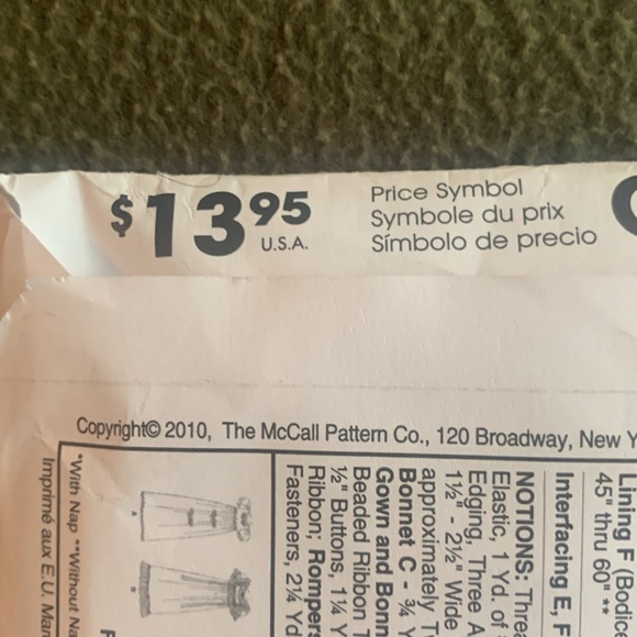 NWT McCall’s pattern M6221. Christening outfits. Newborn to large. 8 to 21 lbs. - Picture 5 of 7